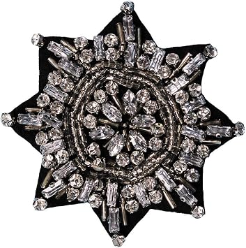 1pieces Beading Crystal Floral Round Rhinestone Sew on Patches Applique Motif Embroidery Patches DIY Accessories TH570 white