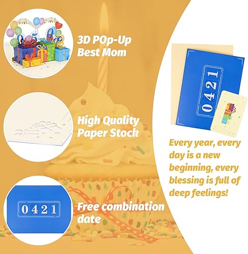 Miniatura 5 de Oalush - Tarjeta desplegable 3D, tarjeta de cumpleaños con sobres y etiqueta de notas, regalo de tarjeta de feliz cumpleaños para el día de San