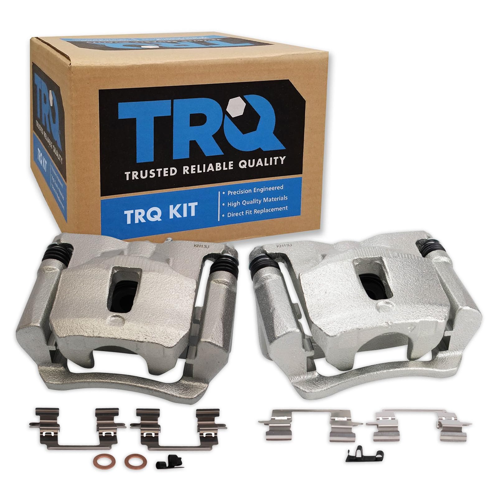 TRQ Rear Driver and Passenger Side Brake Caliper Set Caliper Brackets