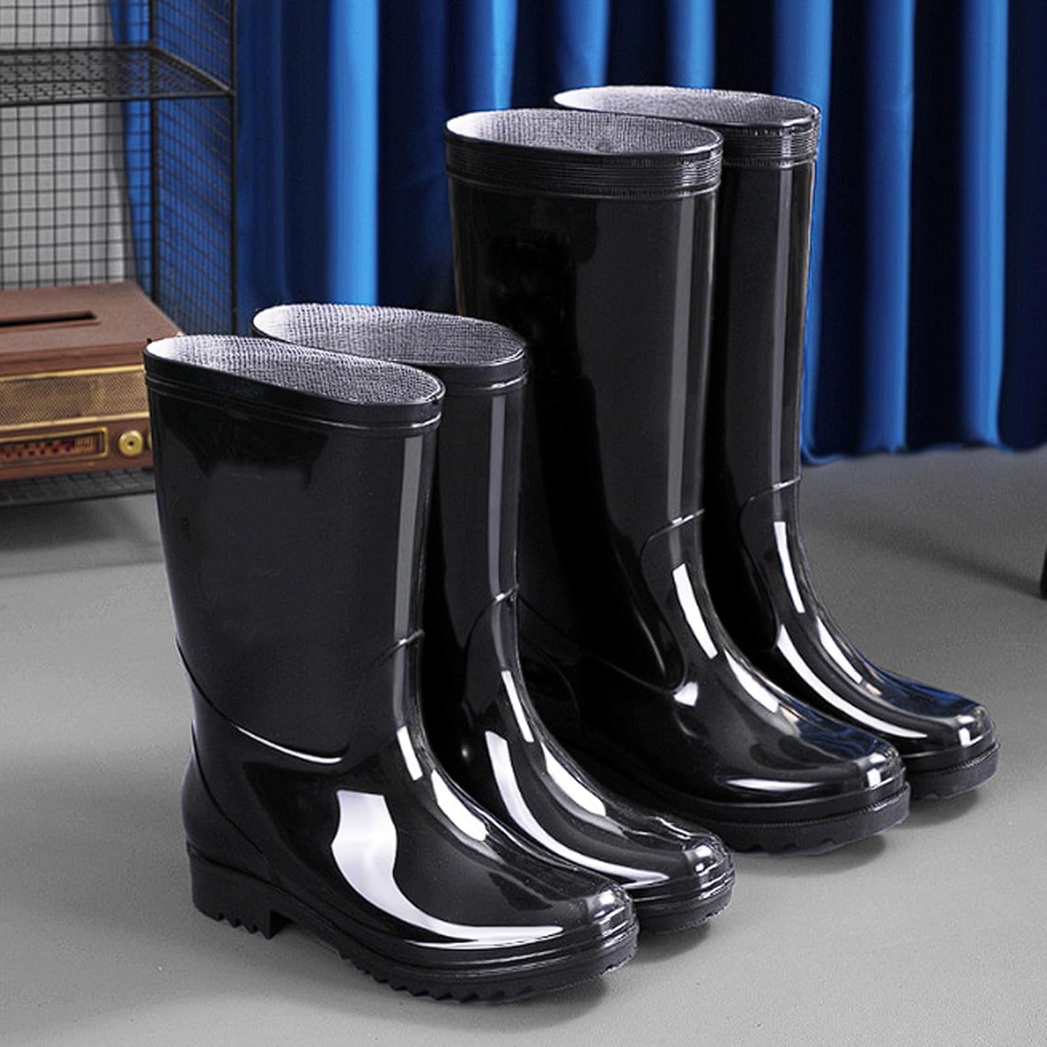 [ZZTWER] メンズ防水レインブーツハイミッドロートップ、冬用フリース裏地滑り止めアウトドアブーツ、取り外し可能なインシュレータ