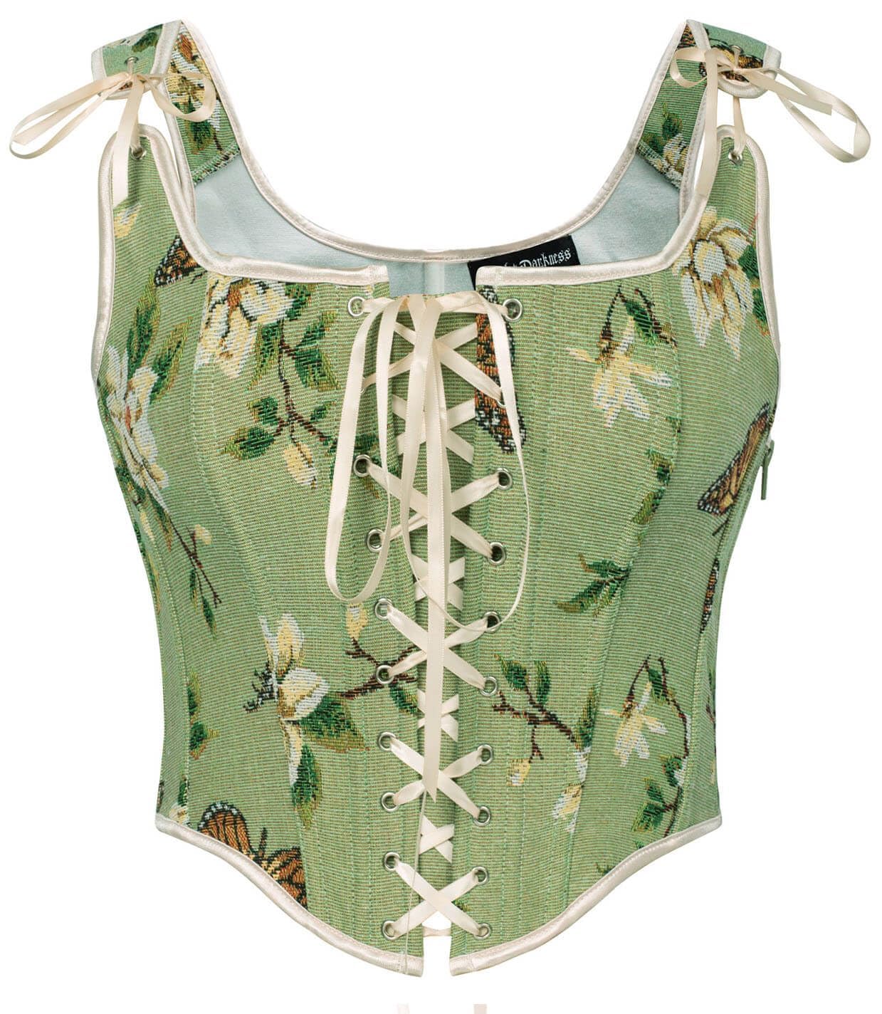 SCARLET DARKNESS Damen Renaissance Korsett Top Vintage Blumendruck Corsage Weste