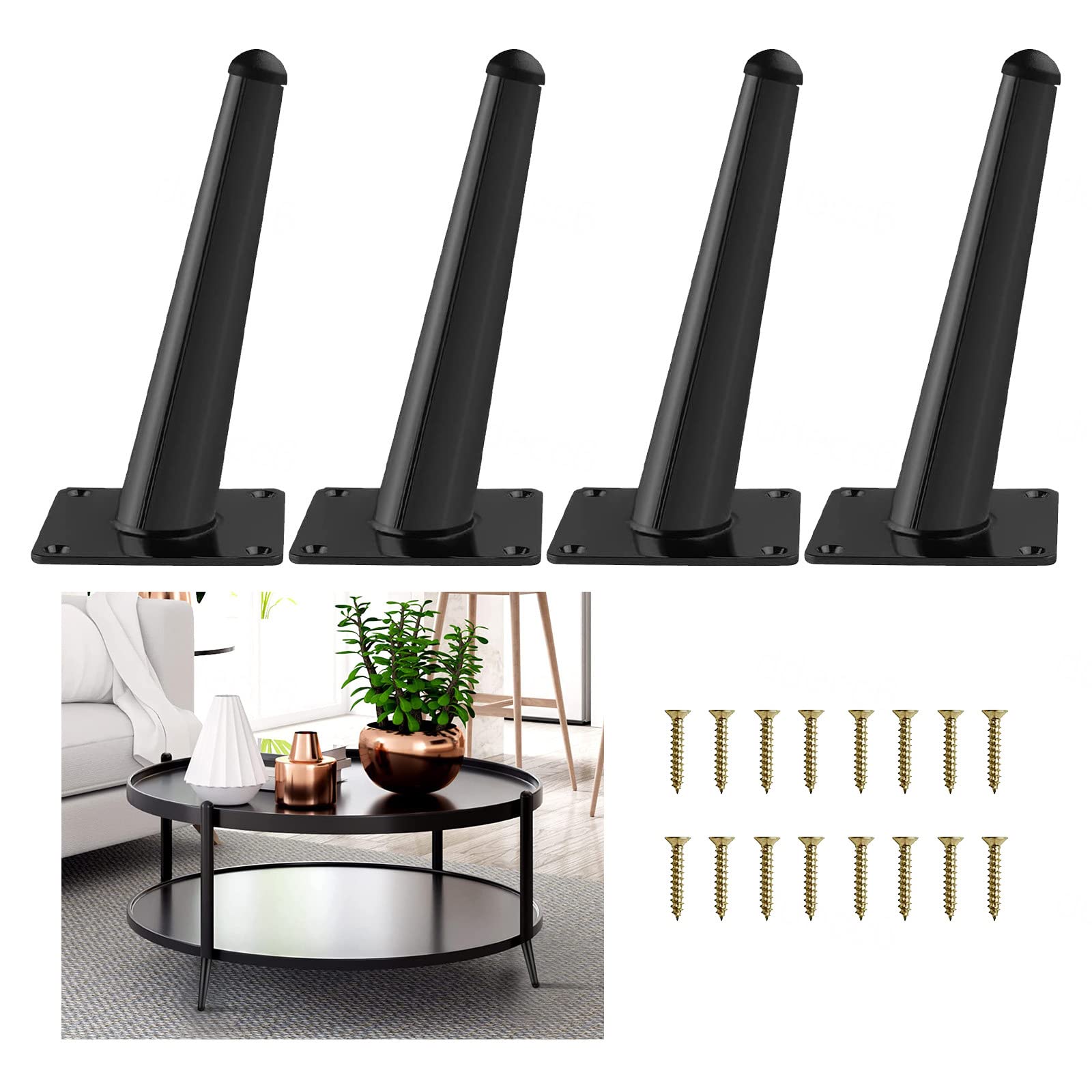 Pieds de Meuble, Pieds de meuble 10 cm, 12 cm, 15 cm, 18 cm, 20 cm, 25 cm, 30 cm, 35 cm, pieds de table en métal, pieds de meuble avec vis, pieds de remplacement pour canapé, bureau, table à manger, t