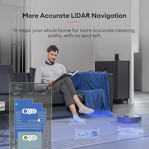 Miniatura 6 de Ultenic Robot aspirador y trapeador combinado con estación totalmente automática, vaciado automático, lavado automático de trapeador y secado