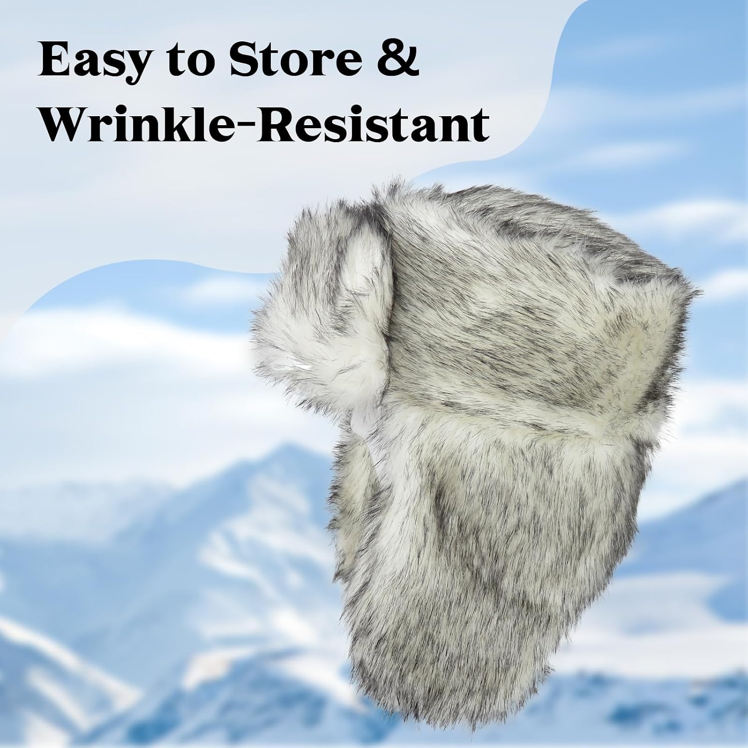 Faux Rabbit Fur Russian Trapper Hat, Winter Ushanka Hat with Ear Flap