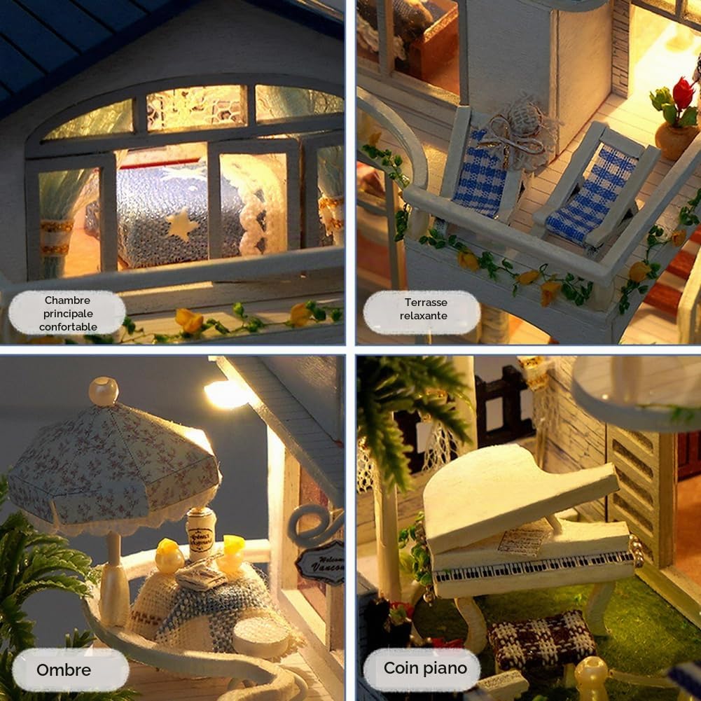 Maison de poupée Miniature en Bois de Style européen, kit de Construction de Maison de poupée DIY, bâtiment de Villa 3D, modèle de créativité, Cadeaux pour Amis et Parents
