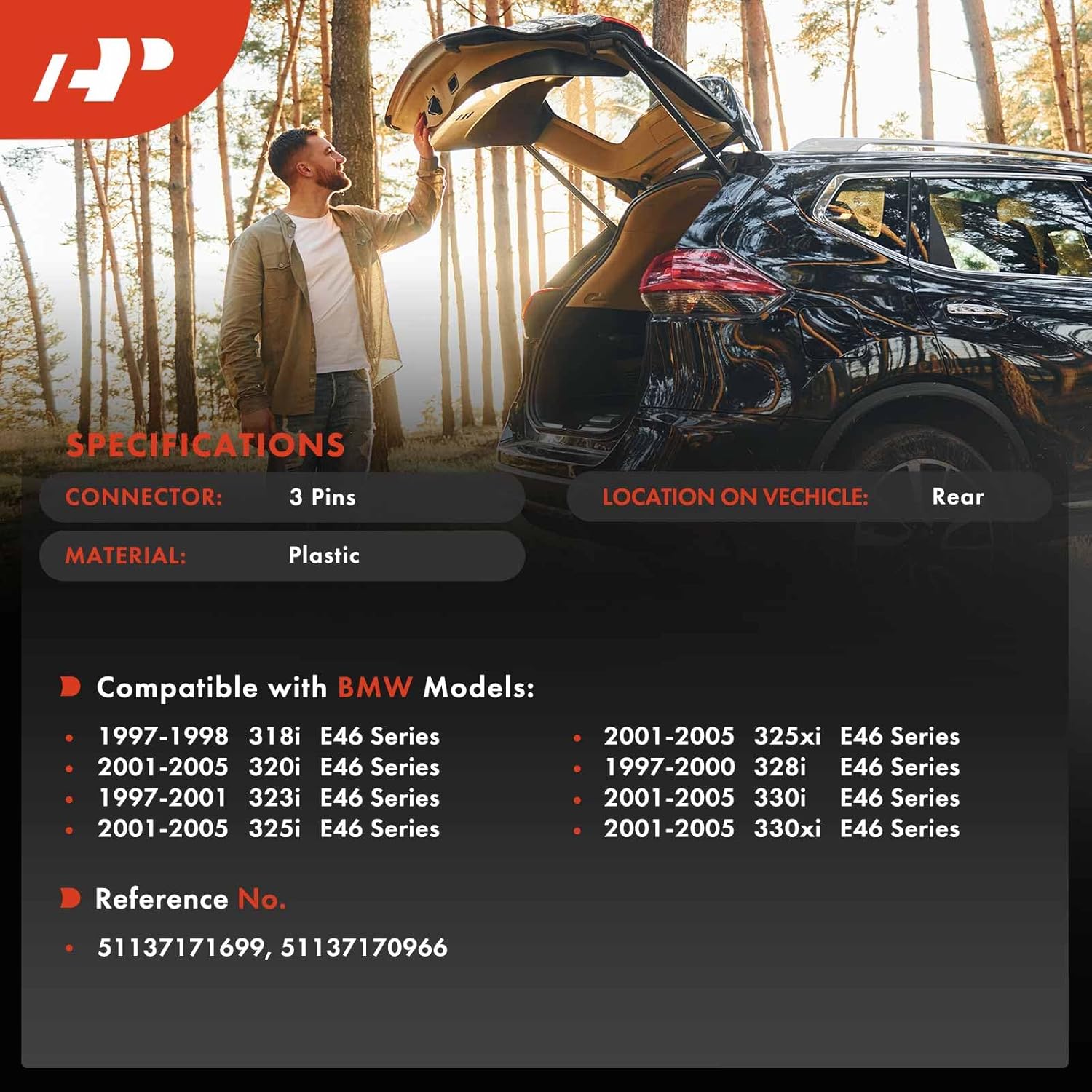 A-Premium Tailgate Handle Release Switch Compatible with BMW E46 Series 328i 1997-2000, 325i 325xi 330i 330xi 320i 2001-2005, 323i 1997-2001, 318i 1997-1998, Rear Side