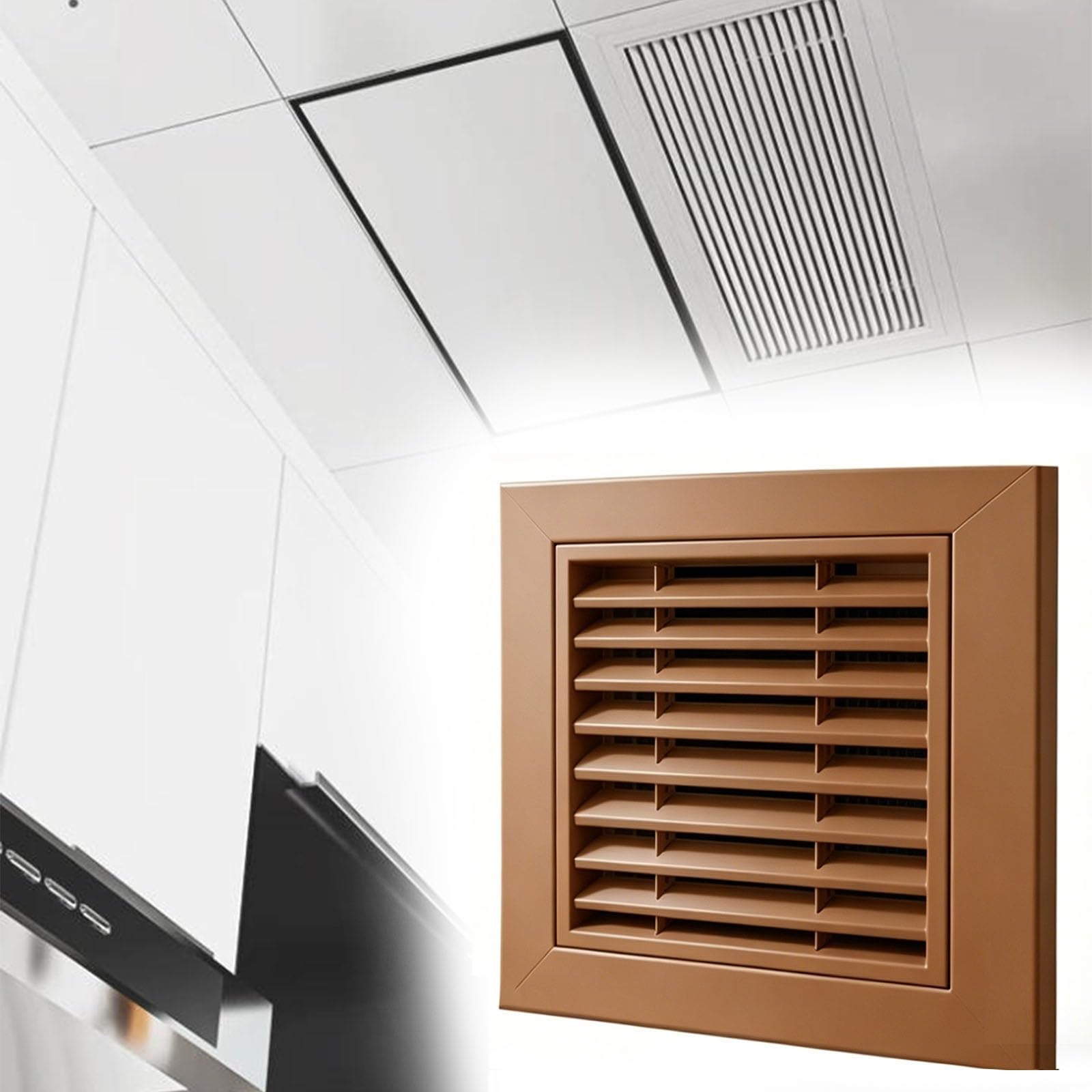 Grille d'aération de retour en aluminium marron pour conduit 55x116 cm