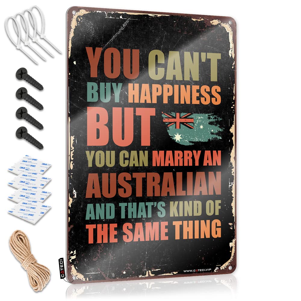 HELIOFORGE Cool Signs For Bedroom You Can'T Buy Happiness But Can Marry An Australian Sign Funny Home Bar Signs Funny Signs For Office(30X40CM)