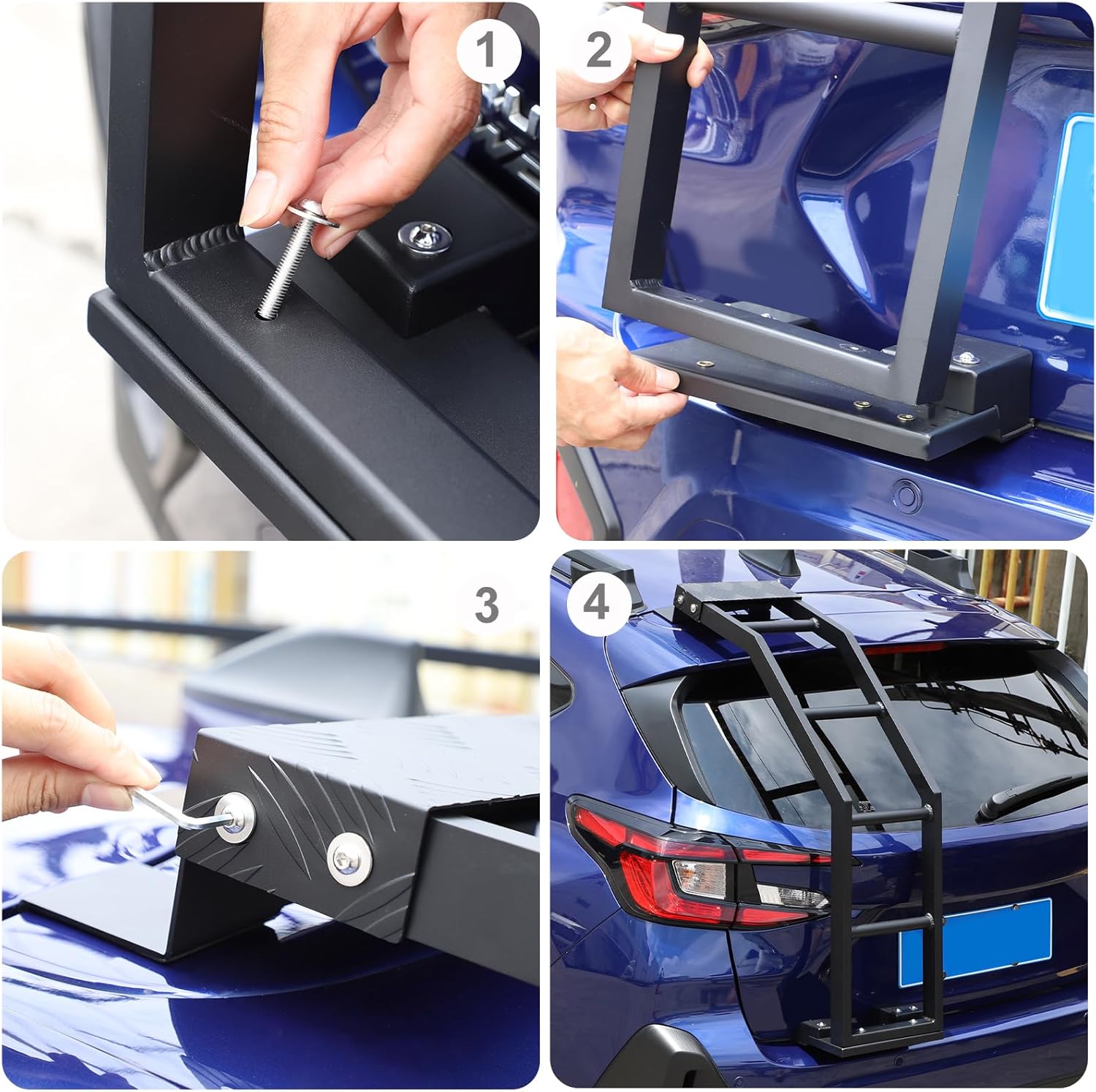 Car Tailgate Ladder Compatible with Subaru Crosstrek 2023 2024 Aluminum Tailgate Mounted Ladder Car Rear Door Ladder Climbing Mount Bracket Accessories