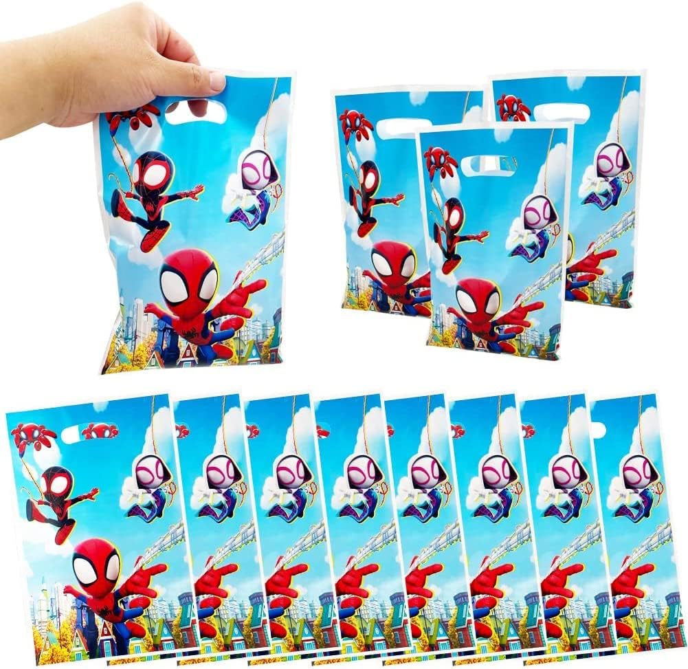 30 Pcs Party Favor Gift Bags Party Bags fillers for Kids Boys Theme Party Supplies, red, blue, spider-01
