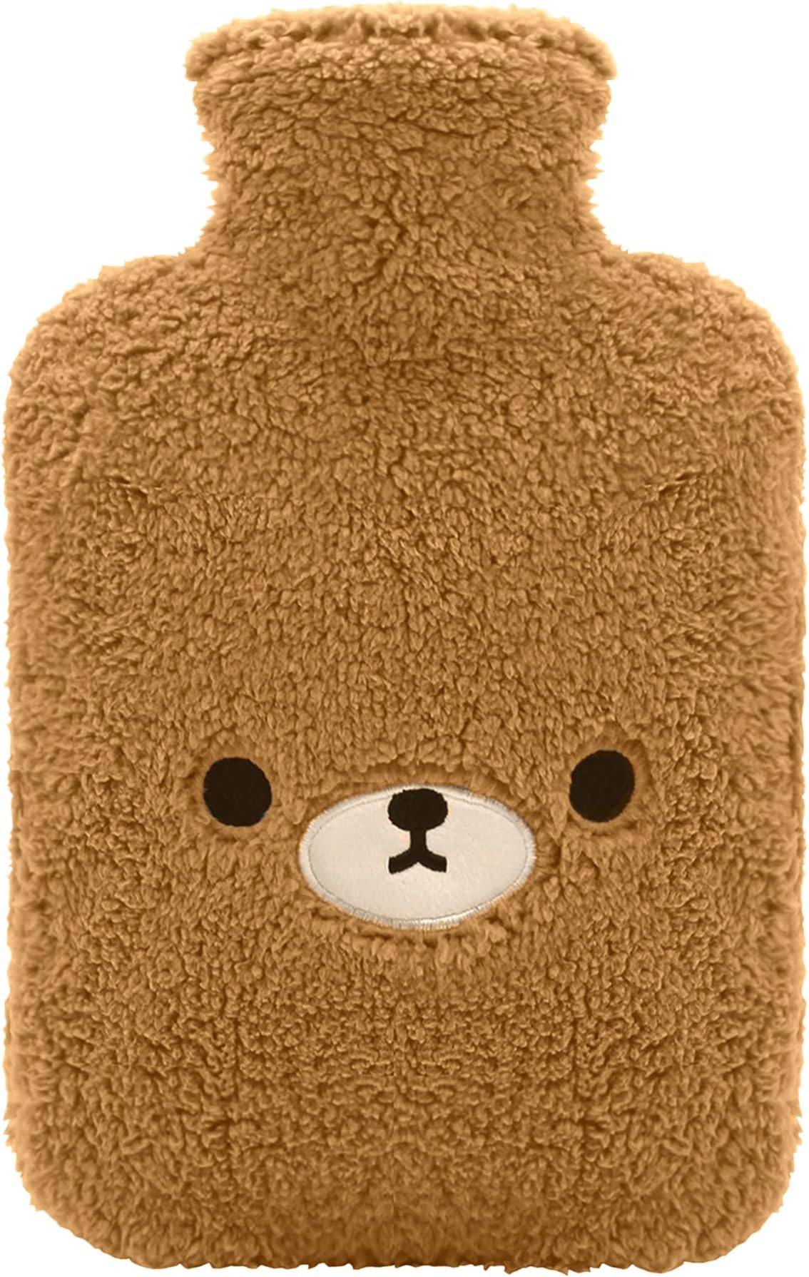 samply Hot Water Bottle with Cute Bear Fleece Cover, Hot Water Bag, Brown