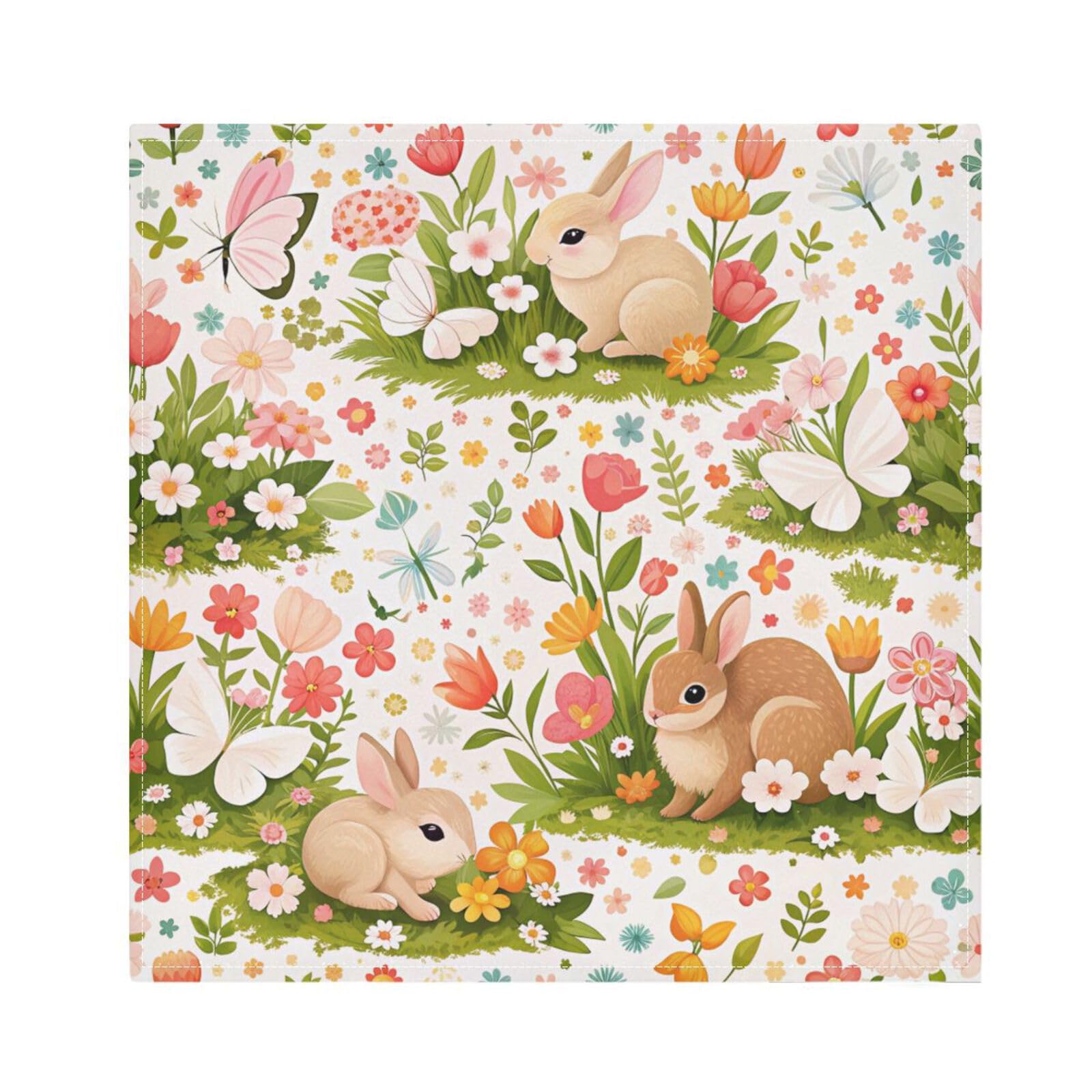 Ttgoth Easter Bunny Cloth Napkin Set of 6 Washable & Reusable Dinner Napkins for Dining Table, Banquets, Wedding, Party, 50x50 cm
