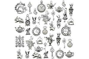 Alice in Wonderland Trinkets - Antique Bronze Victorian Necklace & Charms