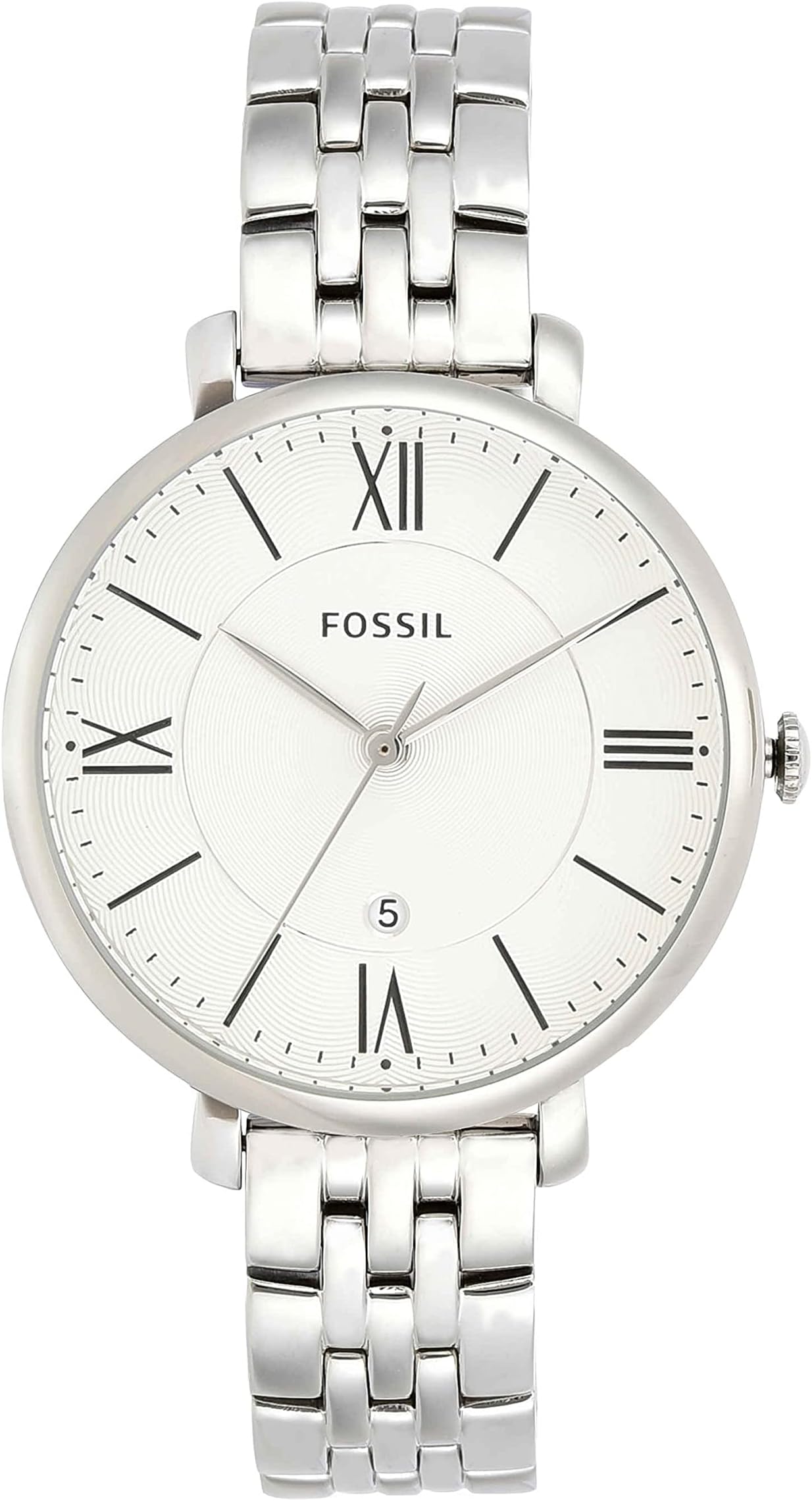 Fossil Watch for Women Jacqueline, Quartz Movement, 36 mm Silver Stainless Steel Case with a Stainless Steel Strap, ES3433