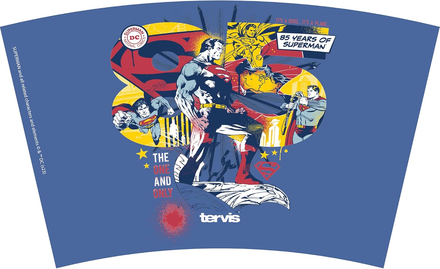 Tervis Warner Brothers DC Comics Superman The One and Only 85th Anniversary Made in USA Double Walled Insulated Tumbler Travel Cup Keeps Drinks Cold & Hot, 16oz, Classic - Image 2