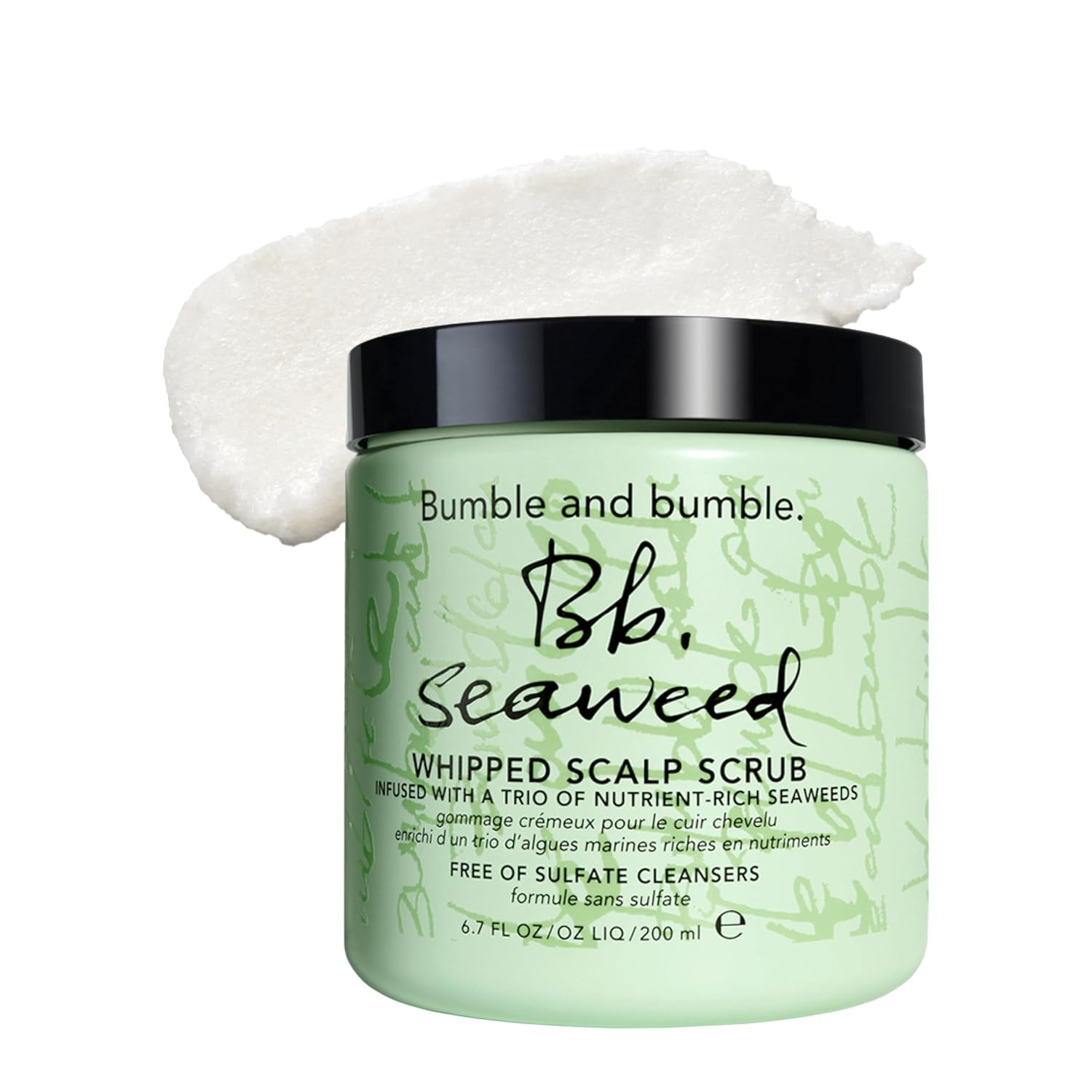 Bumble and bumble. Seaweed Whipped Scalp Scrub | Gently Exfoliate and Purify Scalp and Hair | Sulfate-Cleanser Free + Color Safe | For All Curly, Wavy, Straight Hair Types, Standard Size, 6.7 Fl Oz
