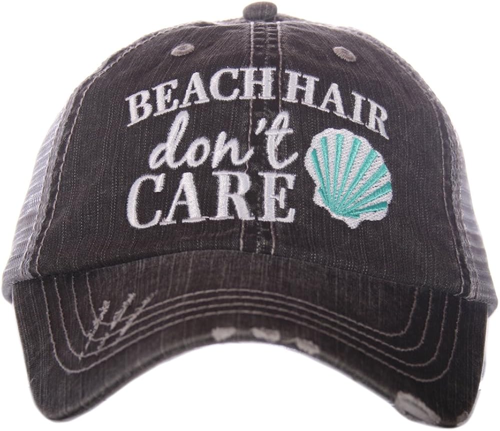 KATYDID Beach Hair Don’t Care Baseball Cap - Trucker Hat for Women - Stylish Cute Beach Hats for Women (Shell) Hot Pink at  Women’s Clothing store