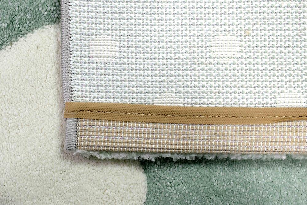 CARPETIA Moqueta de Juego para Niños Alfombrilla Infantil Corazones Estrellas y Puntos Verde Gris Crema - de fácil Cuidado Größe 120 cm Rund