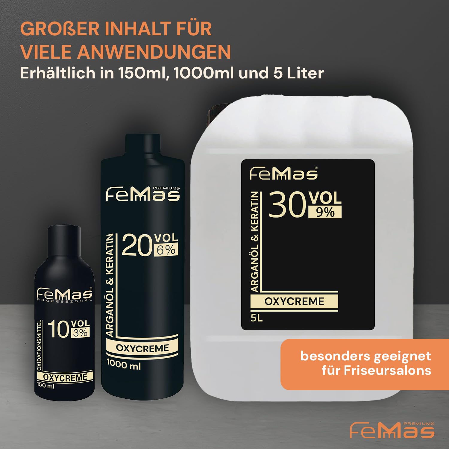 FemMas Krem oksydacyjny w 6% 1000 ml I utleniacz do farbowania i tonowania włosów I Łatwe zastosowanie i optymalne trzymanie I Rozwój równomiernych rezultatów w jakości salonowej I Hair Color