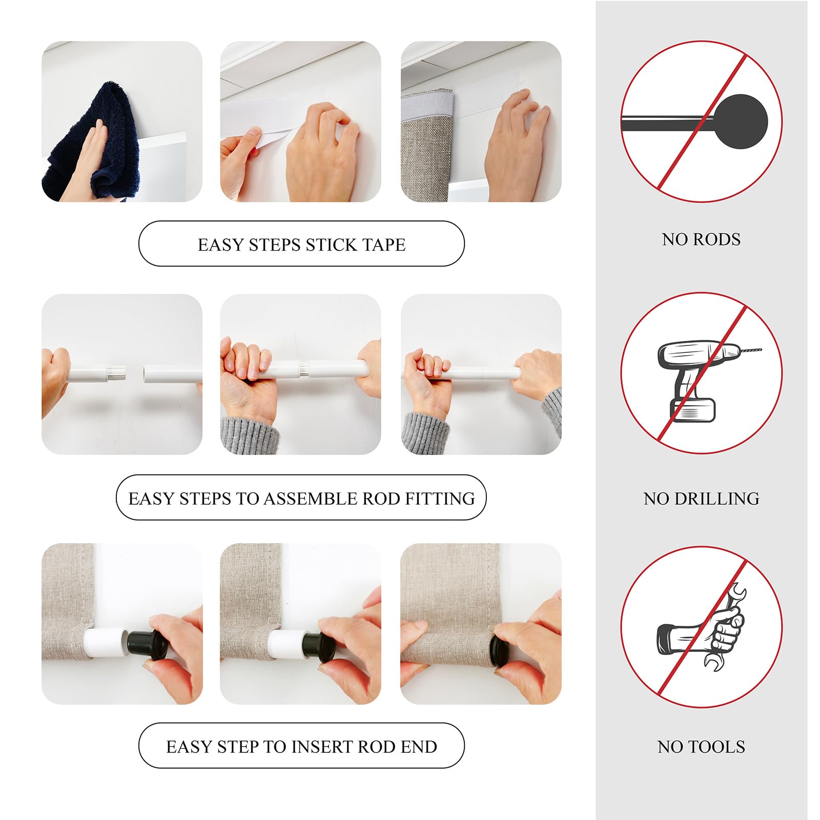 WDFour Cordless Blackout Door Curtains, Triple Layers 100% Light Blocking & UV Protect, Noiseless Adjustable Roller Shade, No Drill Window Blinds for Office, Ward, Home (24