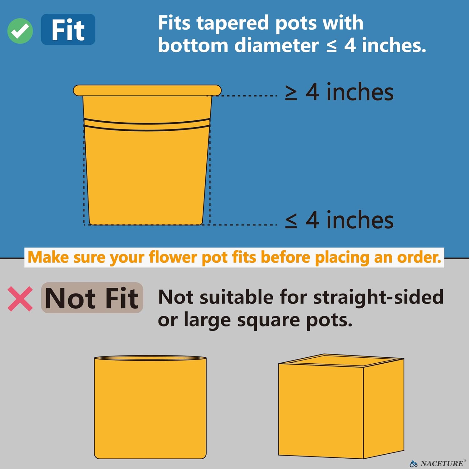 NACETURE Flower Pot Holder Ring for Wall Mount Foldable – Heavy Duty Round Metal Planter Hooks Hangers - Fence Pot Plant Holders Hanging Bracket for Outdoor Indoor (4 Inch 6 Pack)
