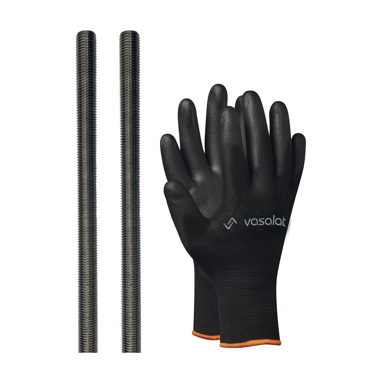 vasalat Varilla roscada M18, 1000 mm, acero inoxidable A2-70, varilla roscada con rosca exterior DIN 976-1, barra de metal de alta calidad con rosca, 2 unidades
