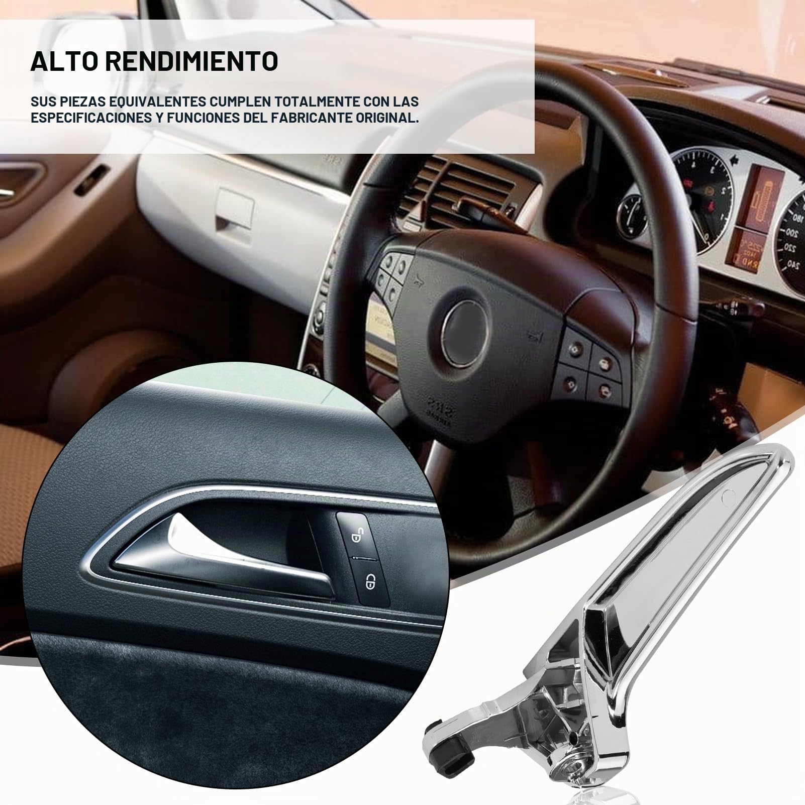 Manilla Interior Puerta Izquierda Mercedes Class A W169 2004-2012 Clase B W245 2005-2012 1697600961 Maneta Tirador Interior Puerta Cromado Manivela Puerta Manijas Puerta 1697600308