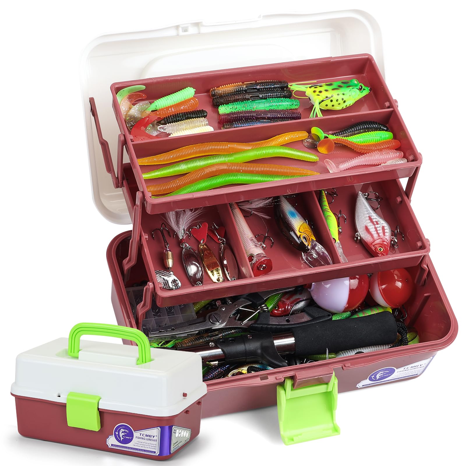 Layers Tackle Box with Tackle Included, 321Pcs Fishing Lures Kit Contains  Pliers, Crankbait, Hooks, Weights Accessories, Fishing Gear Bait Lure