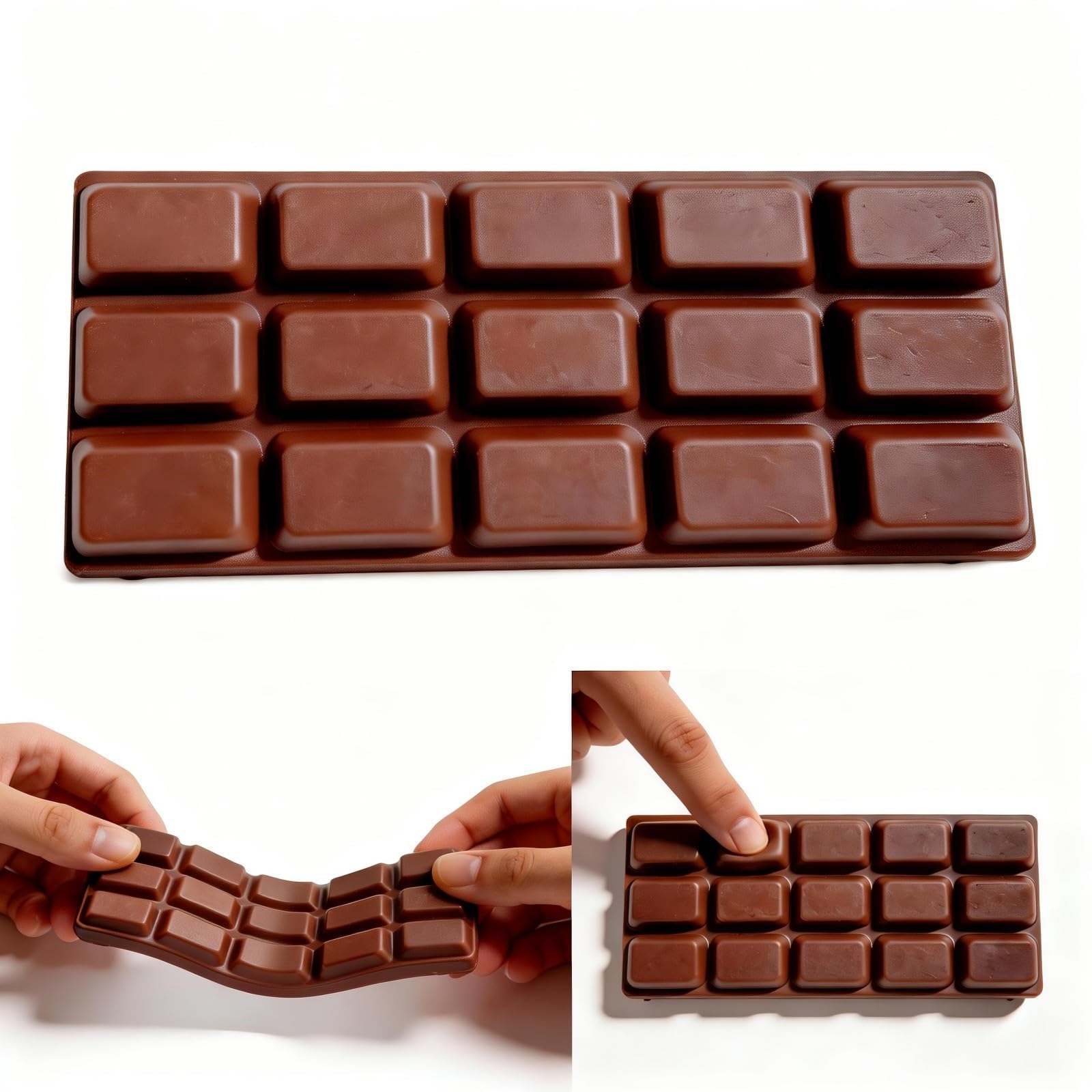 Chocolate Squishy, Slow Rising Squishy Toy for Stress Relief and Focus, Office Desk Sensory Regulation Tool for Adults, Anxiety Management Aid, Brown PU Material 16cm x 7cm-image-3