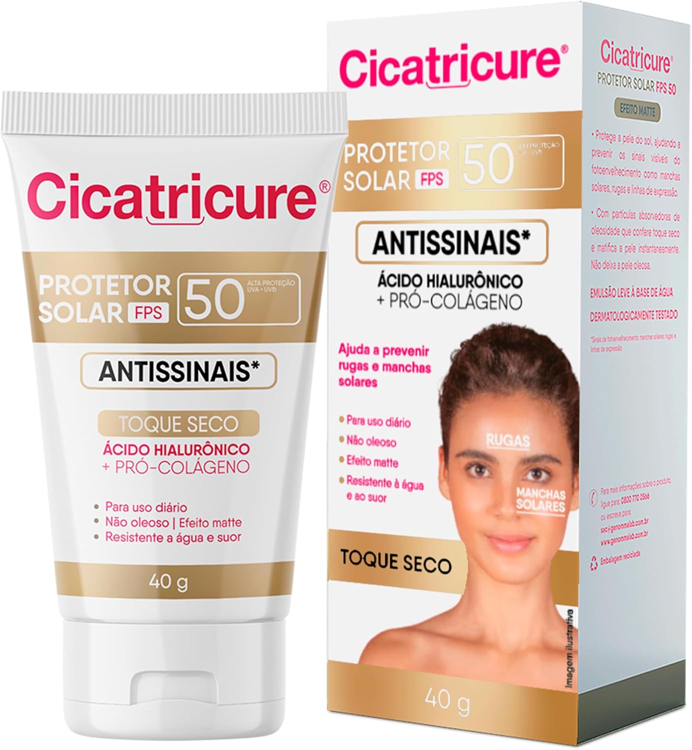 Cicatricure Protetor Solar Facial FPS 50 Antissinais Toque Seco