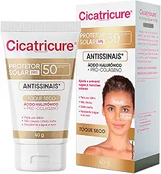 Cicatricure Protetor Solar Facial FPS 50 Antissinais Toque Seco UVA/UVB Para Pele Oleosa, Resistente à Água e Suor, Efeito Matte, Hidratante Diário Skin Care 40 ml