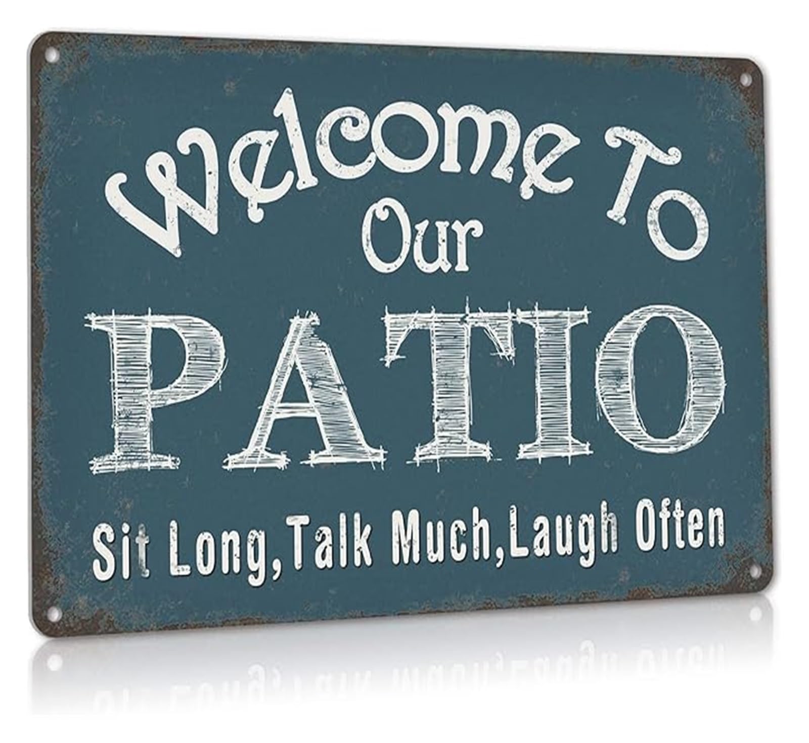 PKNVKZIDK Welcome Patio Sign Vintage Aluminum Metal Tin Sign Farmhouse Outdoor Backyard Decor 8 X 12 in