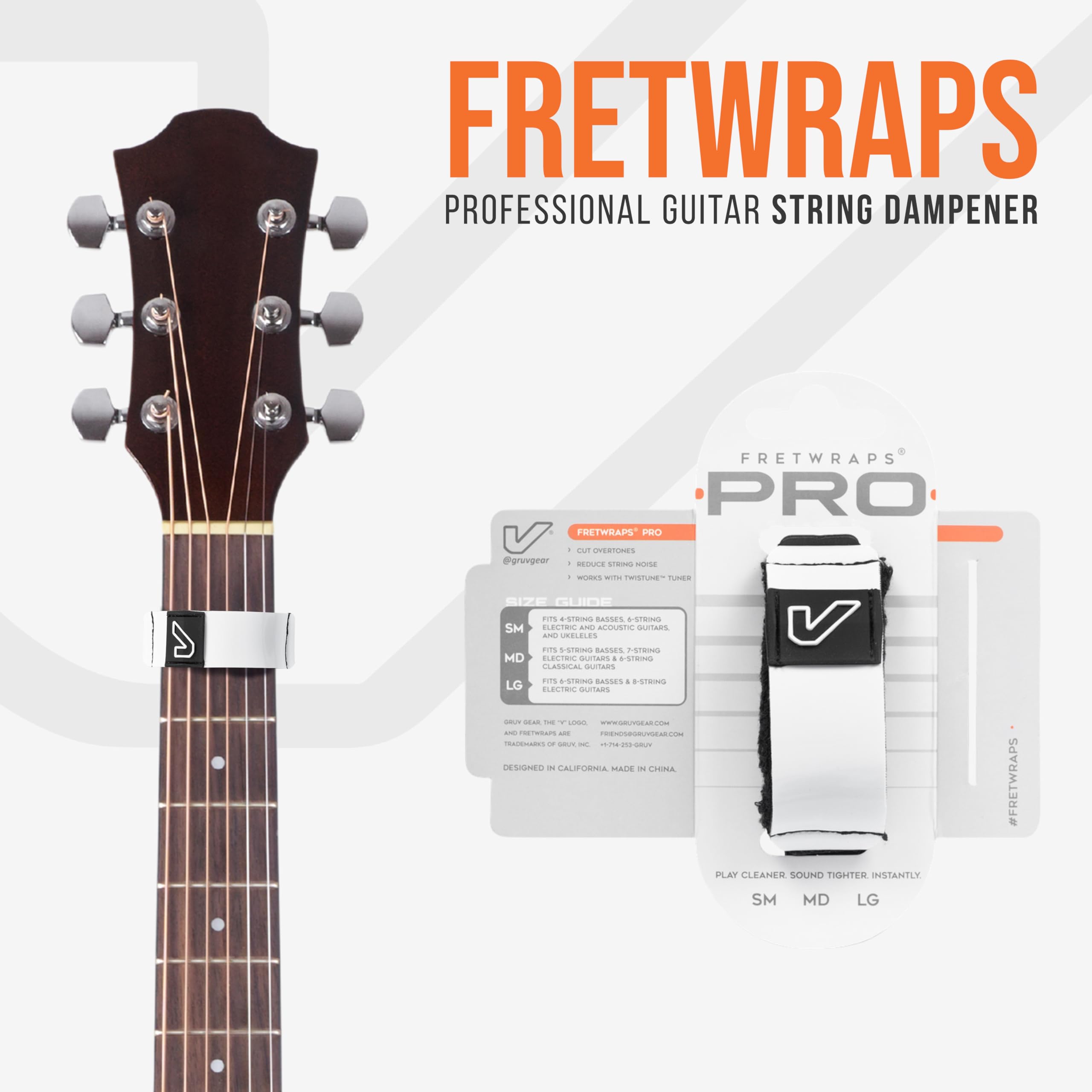 FretWraps Pro Lot de 1 (blanc, taille S)