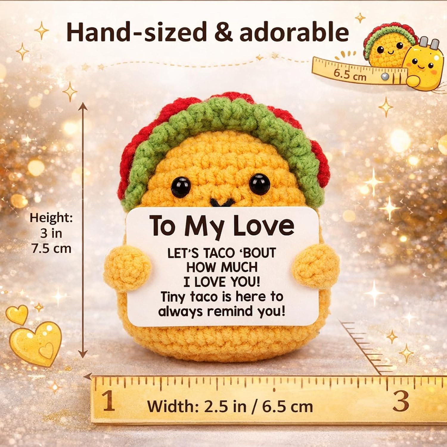 Emotional Support Taco Crochet I Love You Gifts for Boyfriend Girlfriend Husband Wife Cute Let's Taco 'Bout Loves Crochet Tacos for Anniversary Birthday Valentines Day Mother's Day to My Love