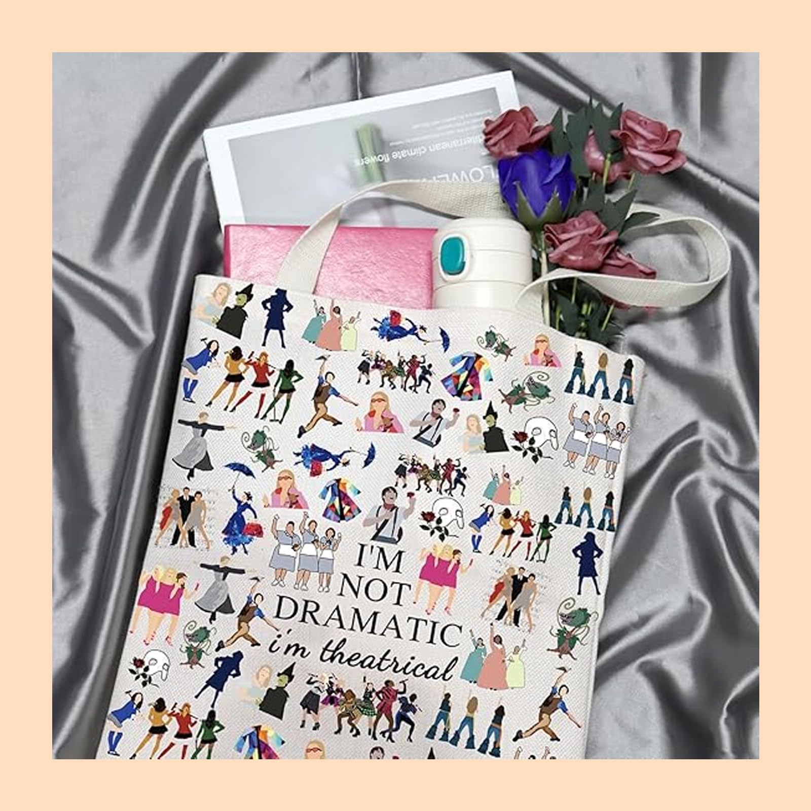 2 PCS Musical Theatre Gifts, Broadway Themed Canvas Makeup Bags and Tote Bags for Women Drama Teacher Gifts - Image 4