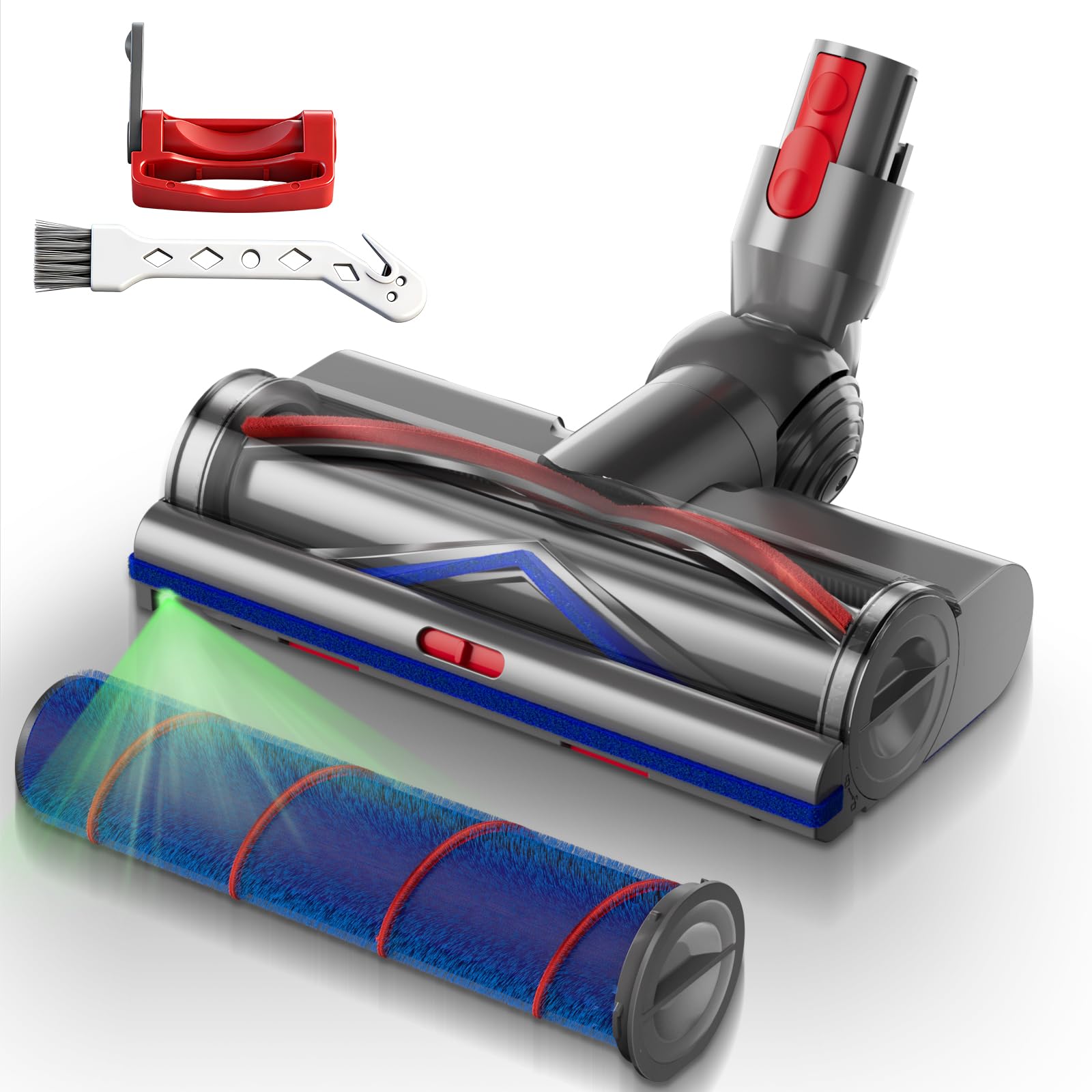 Upgraded 2 in 1 Replacement Brush Head for Dyson V7 V8 V10 V11 V15 Vacuum Cleaner, Adjustable Suction, LED Light, Vacuum Cleaner Head for Carpets & Hard Floors & Tile