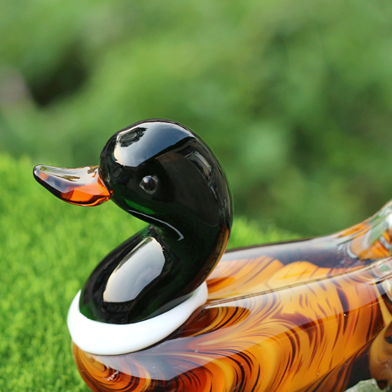 Amazon.co.jp: ガラスオシドリの装飾品動物鳥の彫像アヒルのペアガラス
