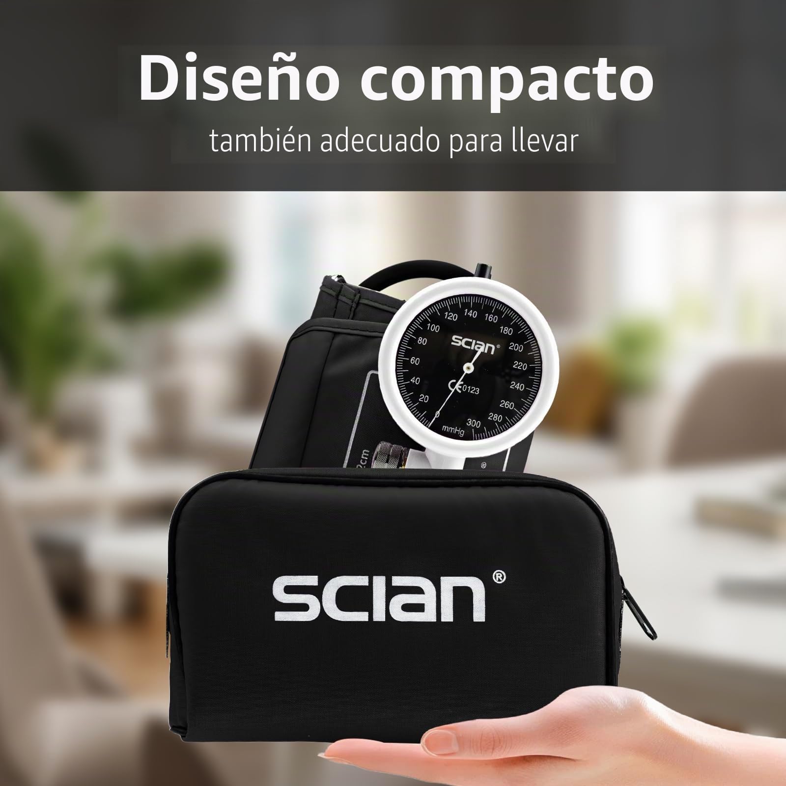 SCIAN Tensiómetro manual de brazo - aneroide Esfigmomanómetros de mano, incluye bolsa de transporte para enfermeras, médicos y personas mayores (blanco)