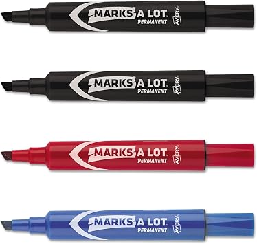 Marks-A-Lot 07905 Marks-A-Lot Regular Desk-Style Permanent Marker, Chisel Tip, Assorted, 4/Set
