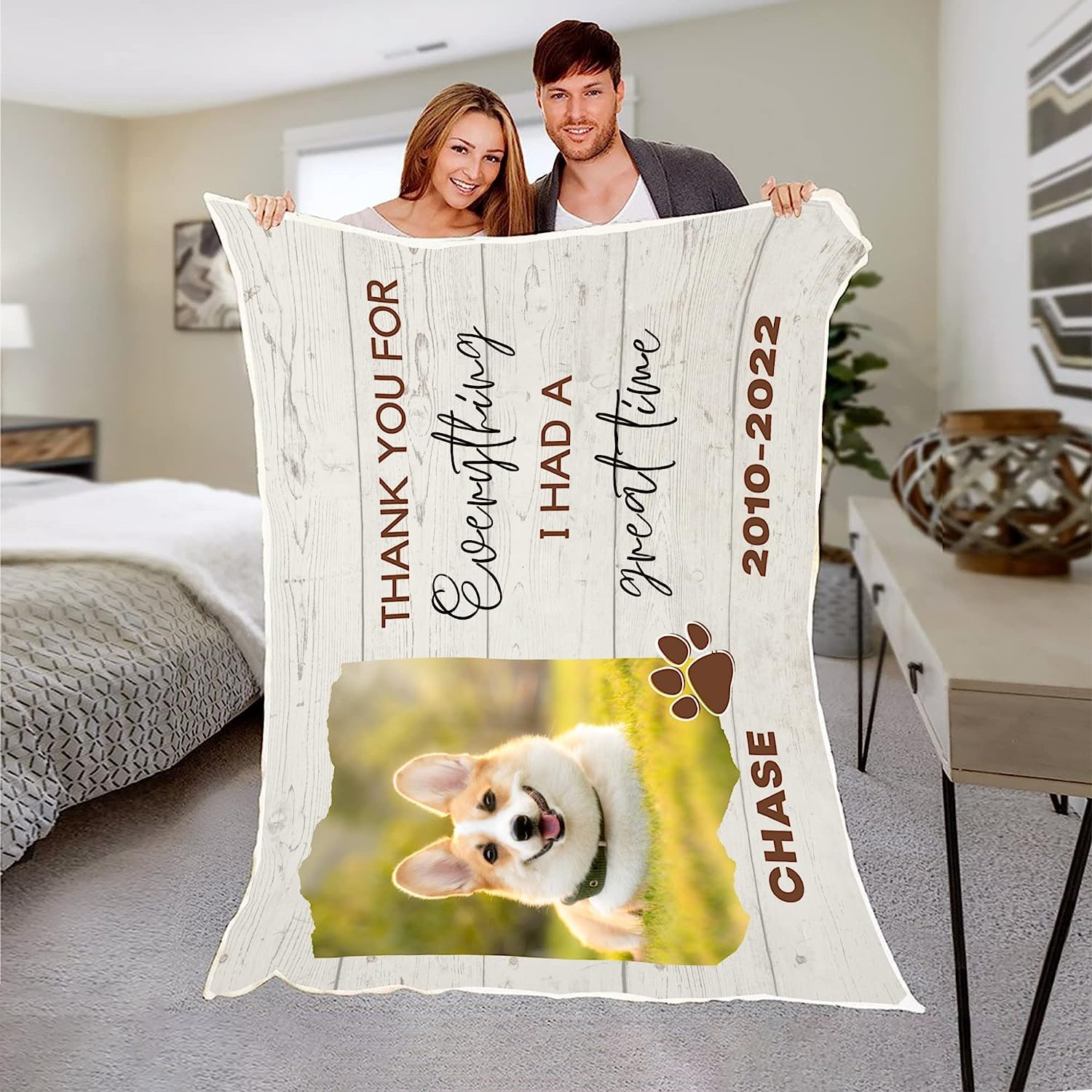 Couverture commémorative personnalisée pour chien pour les amoureux des animaux de compagnie, photo de deuil, image de deuil, couverture polaire pour pattes de chien, parents, nom d'animal de