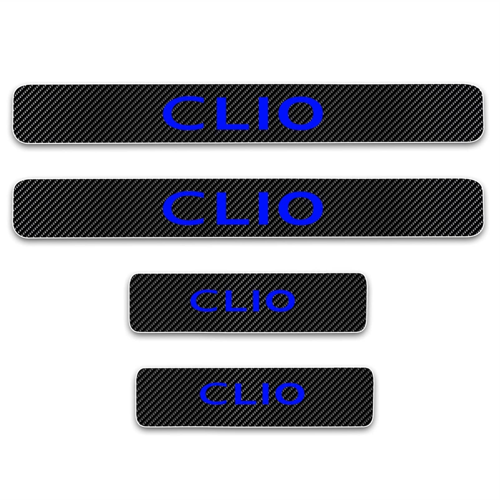 EAGLEG 4PCS Car Door Sill Protector for Ren-ault CLIO, Carbon Fiber Threshold Protective Stickers edge guards Self-Adhesive Film Kick Plate Cover Trim,Blue