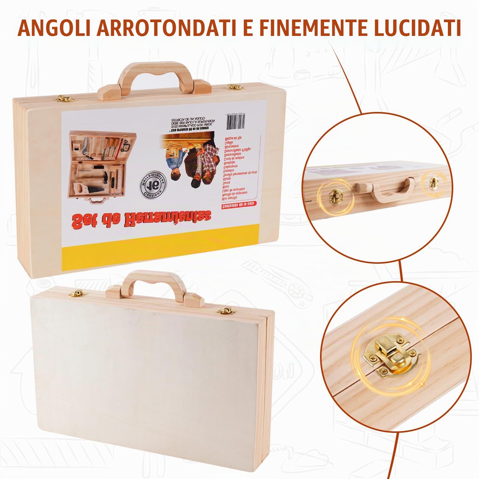 Giochi in Legno Cassetta Attrezzi,Cassetta degli Attrezzi Montessori per Bambini con Contenitore,Set di Costruzioni Educative per Bambini dai 6 Anni in su