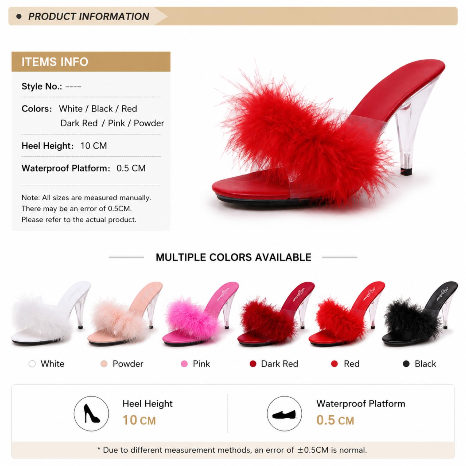 JJDFW Damskie Peep Toe Przezroczyste Obcasy Sandały Futrzane Klapki Przezroczyste Obcasy Platforma PVC Slajdy Duży Rozmiar Sandały Dla Kobiet Buty Nocne Wyjście, biały, 41 EU