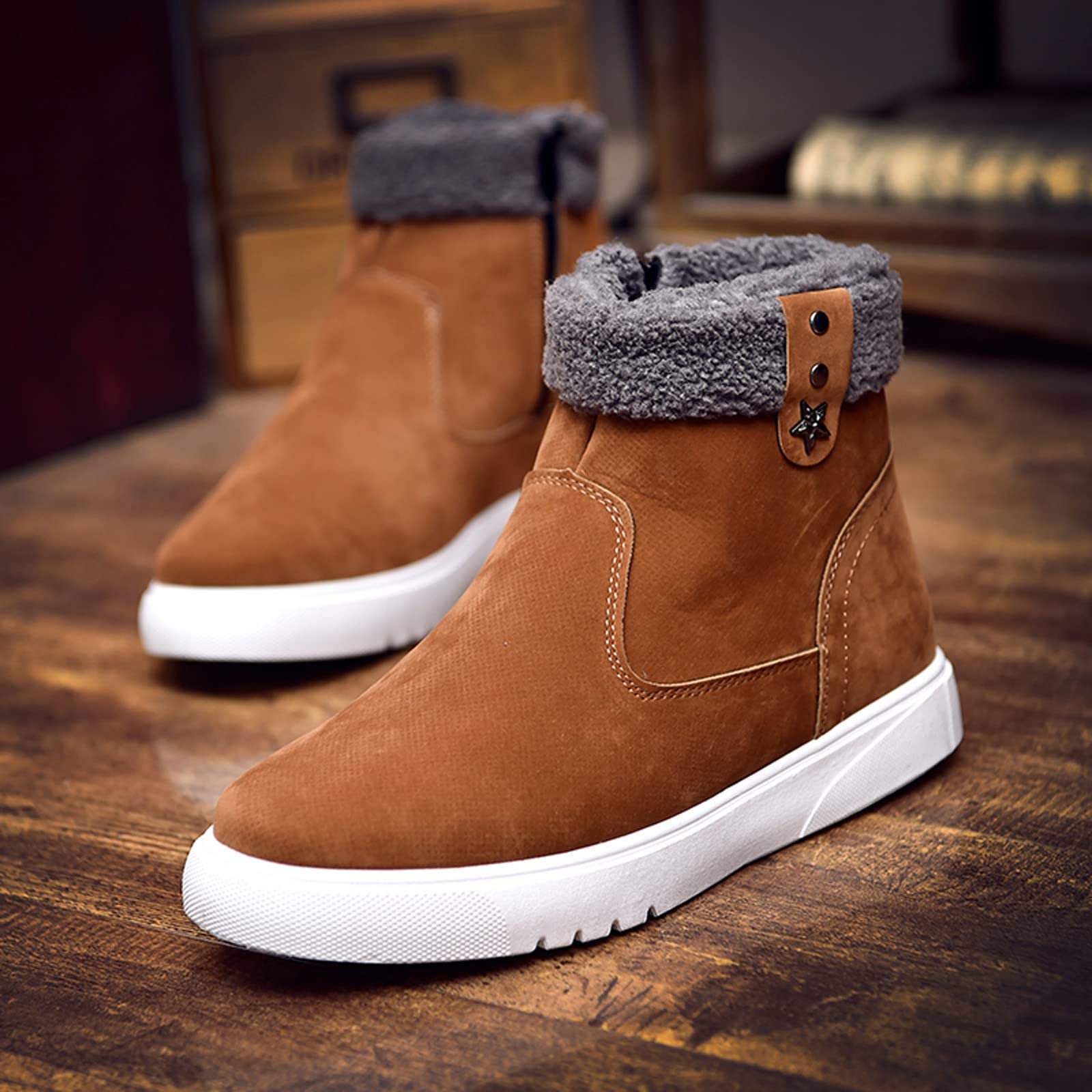 Generisch Chaussures pour homme - Fermeture éclair latérale - Chaussures de sport et de loisirs - Bottes de neige chaudes pour l'hiver