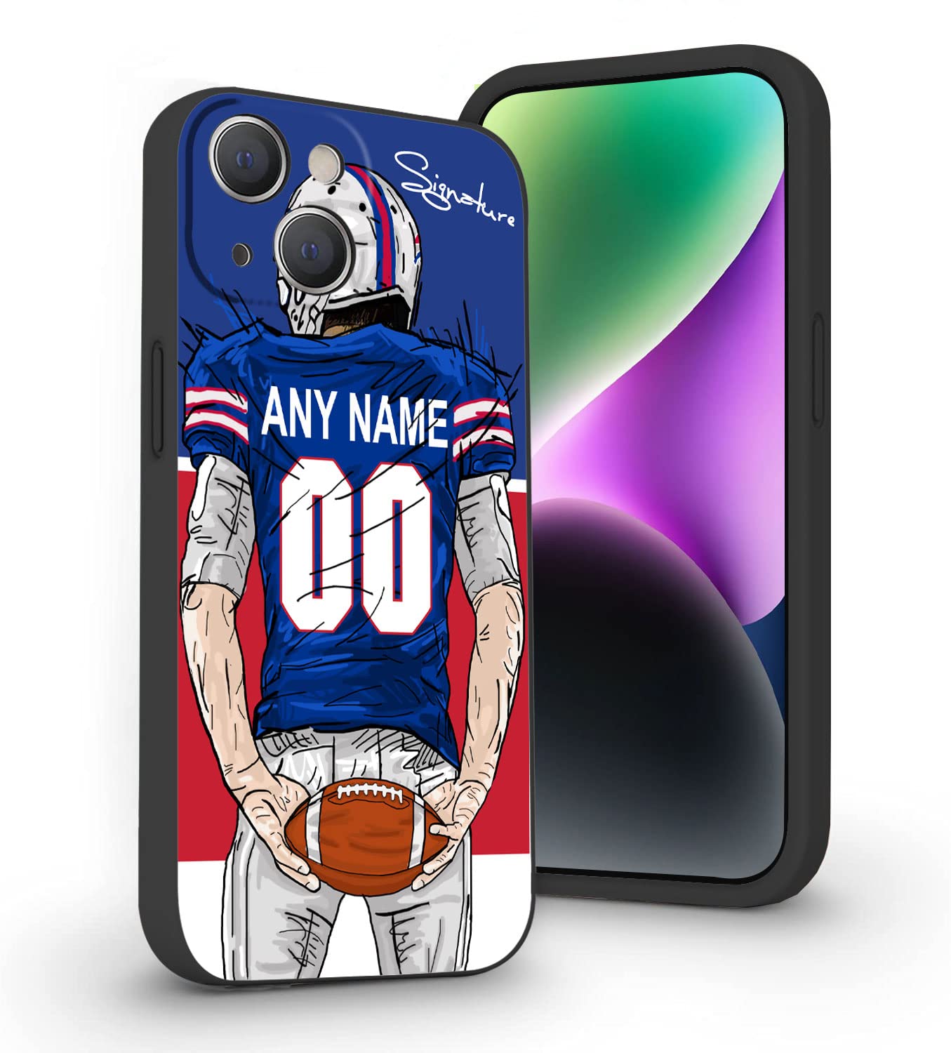 VNGDA Custom Name & Number Football Case for iPhone17 Air 16 15 Pro Max 14 13 Mini 12 11 Xs Max Xr SE3 8 7 6 Plus，Liquid Silicone with Camera