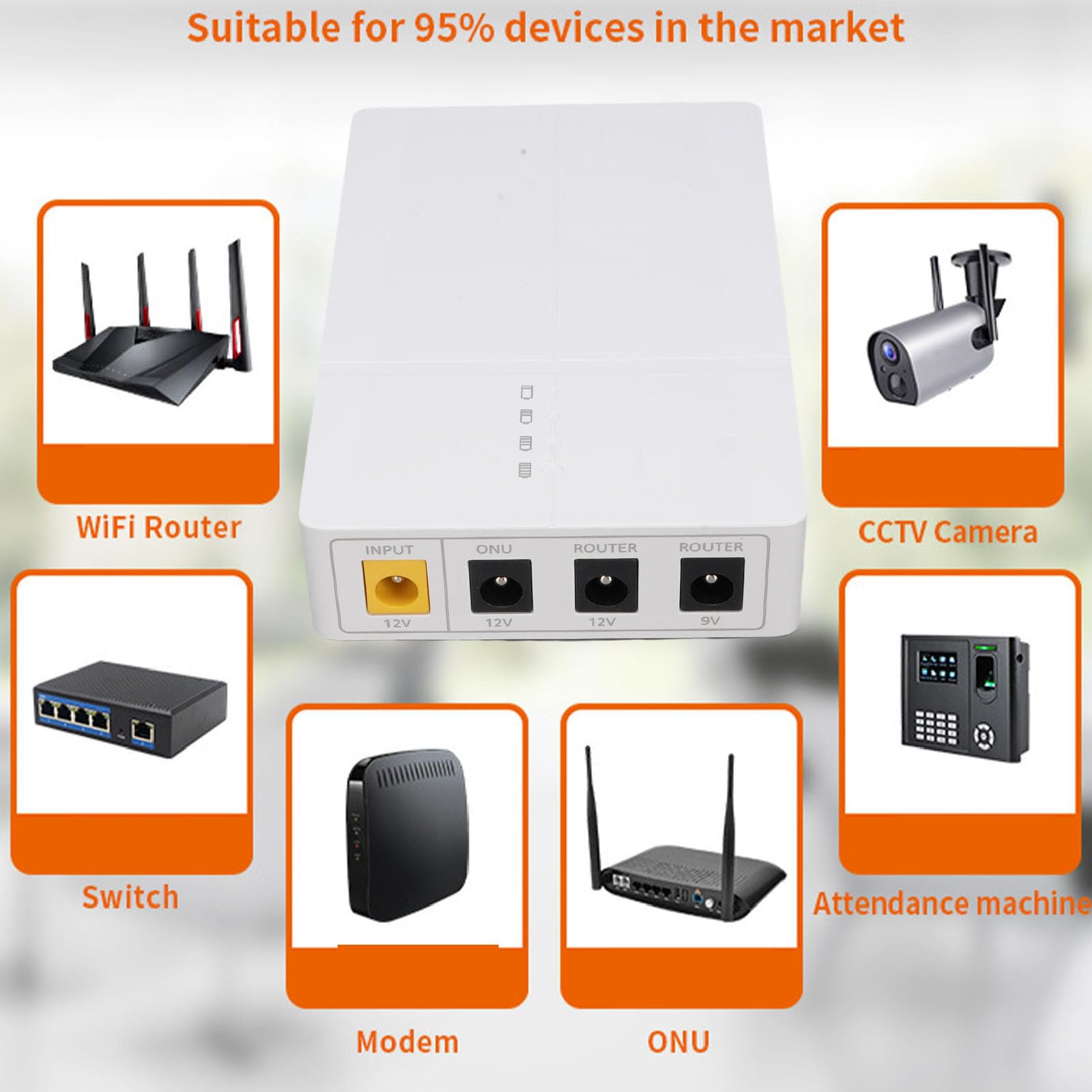 AUNMAS Mini Routeur de Secours UPS, Alimentation sans Interruption, 6000mAh, pour Connexion WiFi, Compatible avec Modems et Routeurs