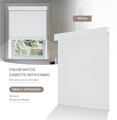Vista 3 de Boolegon Persianas enrollables opacas y fáciles de instalar, sin cordones, para oscurecer la habitación, con protección UV, para el hogar, sala