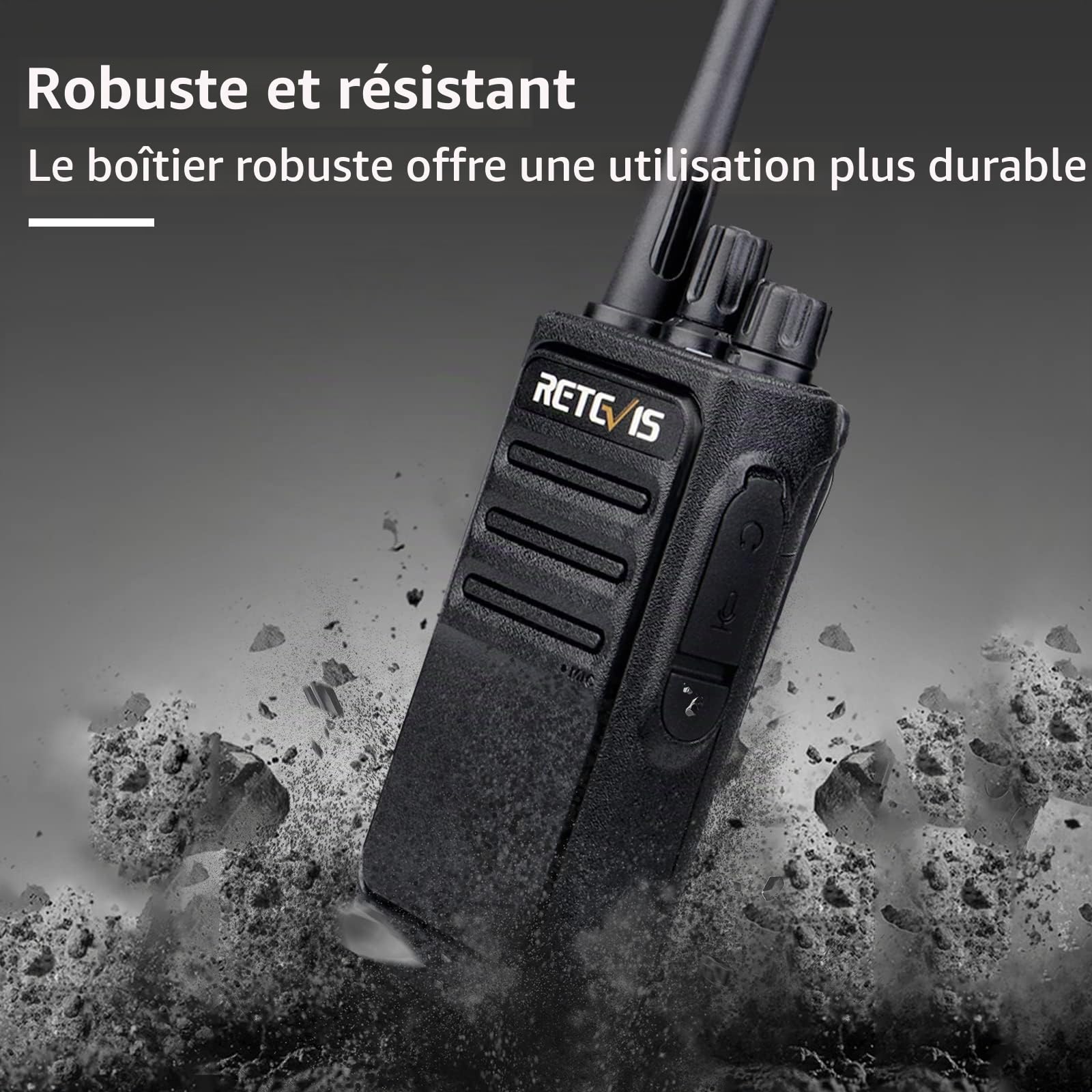 Retevis RT617 Talkie Walkie PMR446 sans Licence (5Pcs/10Pcs Option) - Longue Portée 3km, VOX, Squelch, Batterie 1200mAh Rechargeable, Compatible CE pour Ecole, Sécurité, Logistique (Noir)