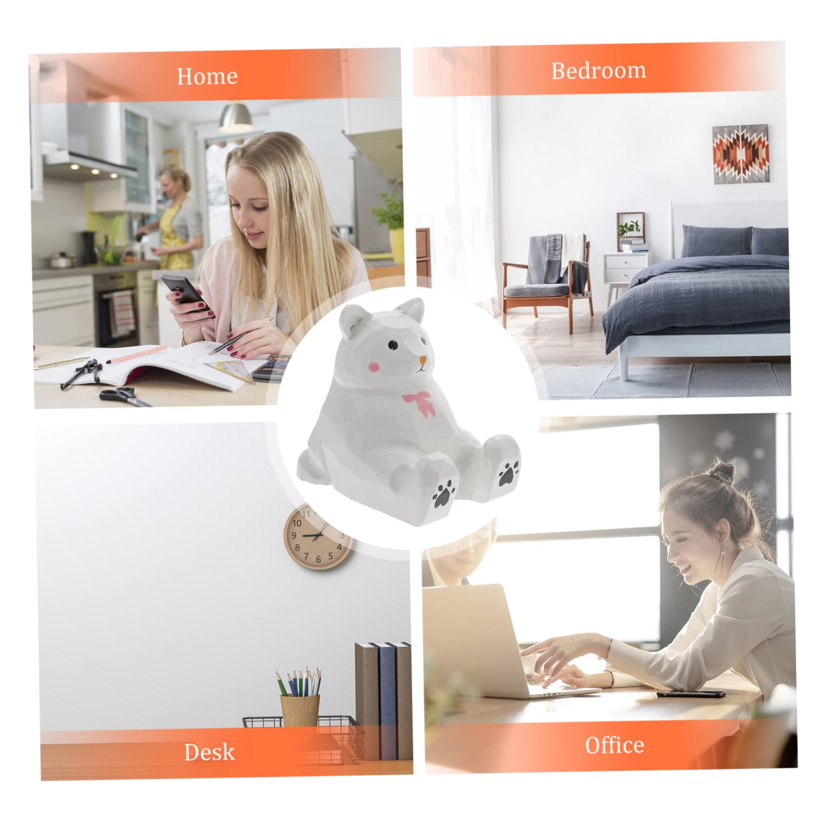 Housoutil 3 Stücke Universal Telefon Bär Holz Handy Ständer Solide Struktur Für Schreibtisch Büro Hause