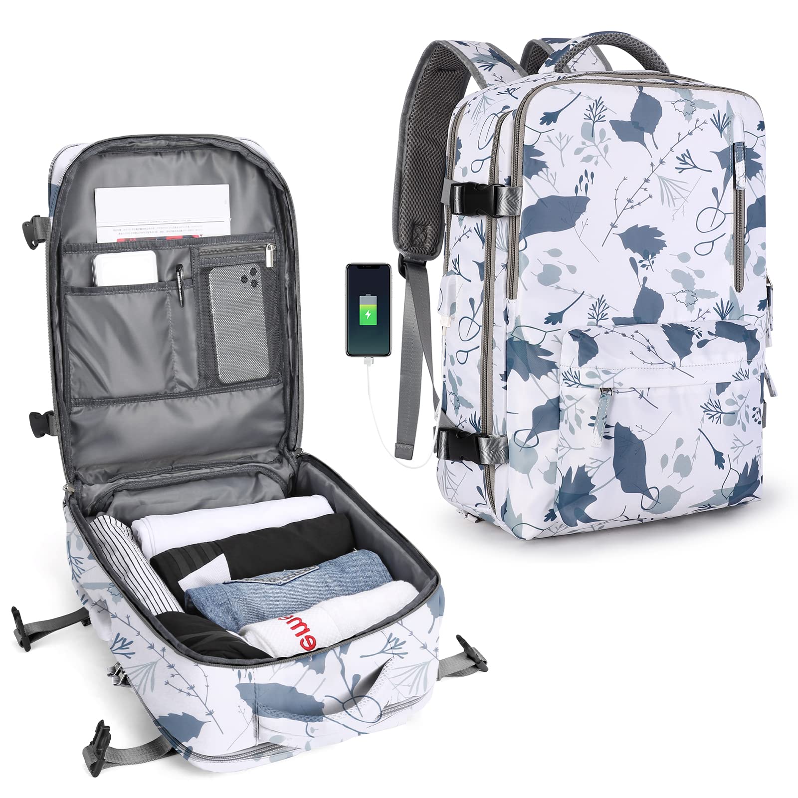 SZLX Borse da Cabina per Easyjet 45x36x20 Zaino da Viaggio Donna Ryanair 40x20x25 Bagaglio a Mano con porta usb zaino da viaggio aereo bagaglio a mano zaino per laptop Casual Daypack